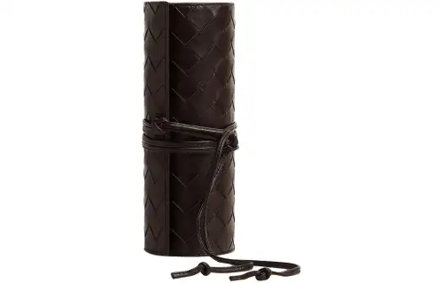 Bottega Veneta Calfskin Pencil Holder Storage Bag Women's Dark Brown