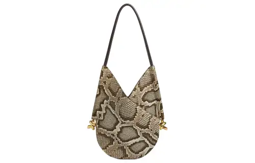 Bottega Veneta Solstice Python Skin With Lambskin Handbag, Shoulder Bag Small Women's Brown & Gray