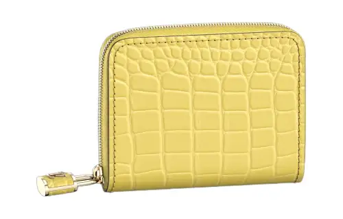 LOUIS VUITTON Zippy Crocodile Leather Coin Purse Women's Matte Yellow