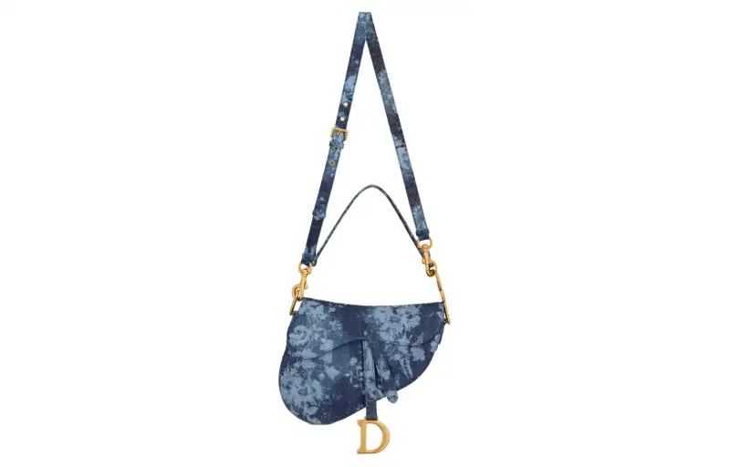 DIOR Denim Saddle Bag, Shoulder Bag, Crossbody Bag, Handbag Women's Blue