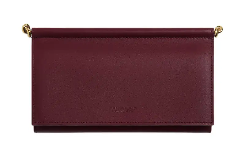Bottega Veneta Calfskin Wallet Large Women's Burgundy