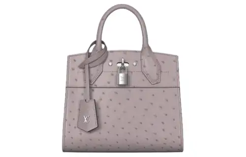 LOUIS VUITTON City Steamer Ostrich Leather Handbag Mini Women's Umber