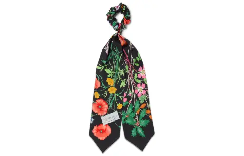 GUCCI Silk Hair Tie Women's Black