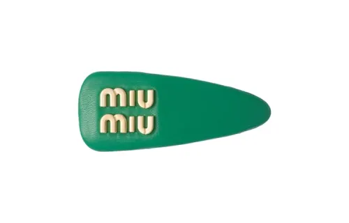 MIU MIU Leather Hair Clips Women's Green