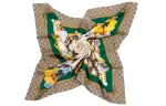 GUCCI GG Blooms Mulberry Silk Headwraps Women's Green Yellow