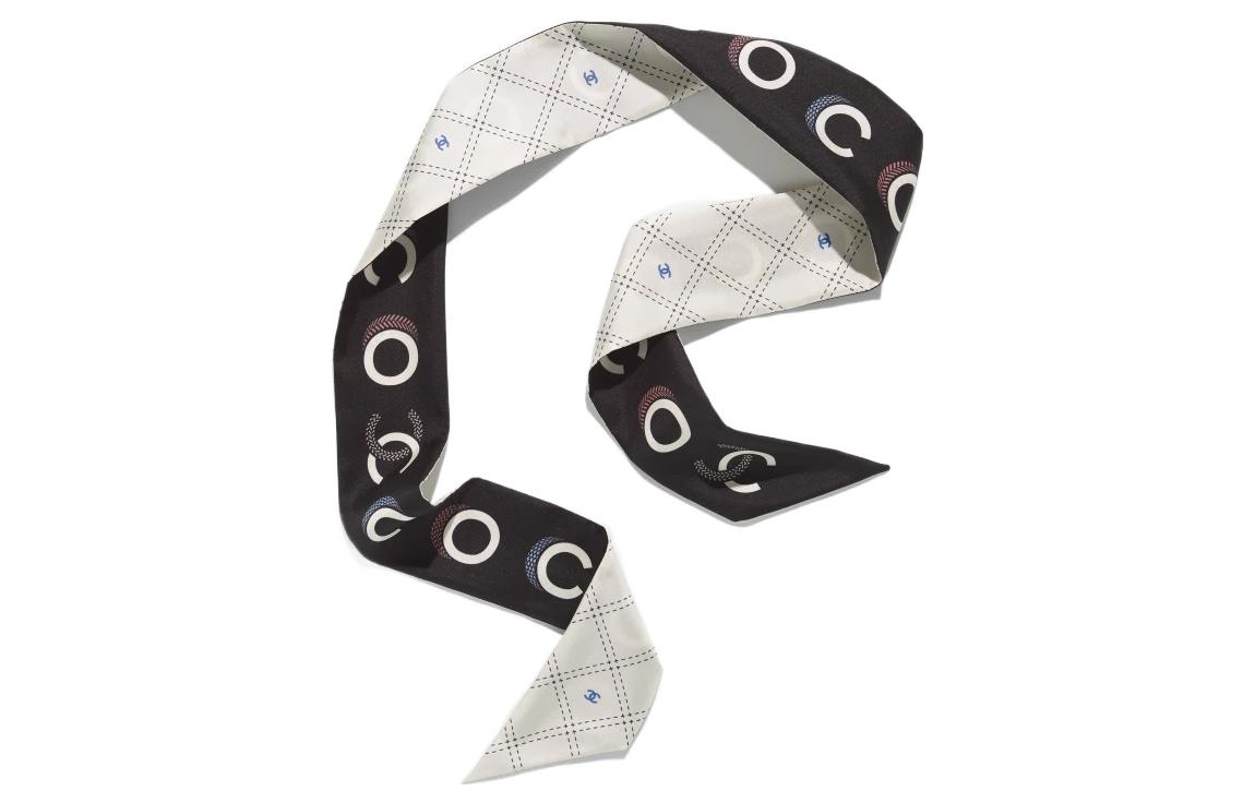 CHANEL Silk Hair Bands Women's Black/White