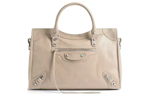 Balenciaga Lambskin One Shoulder Handbag Medium Women's Beige