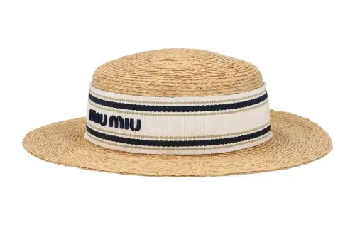 MIU MIU Raffia Bucket Hats Women's Brown