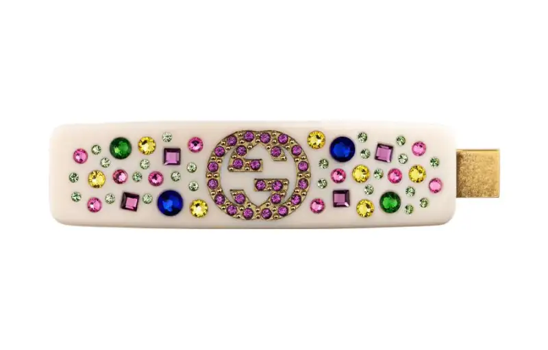 GUCCI Crystal Hair Clip With Interlocking G 'Ivory'