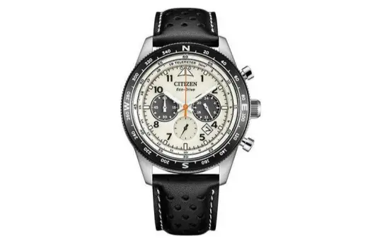 CITIZEN FF Light Powered Quartz Movement Cow Leather Strap Watch Men's Watches Gray Dial