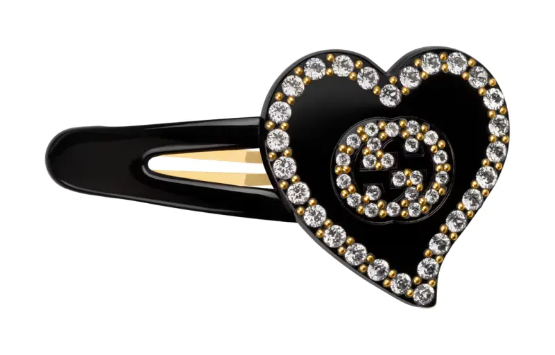 GUCCI G Crystal Hair Clips Women's Black