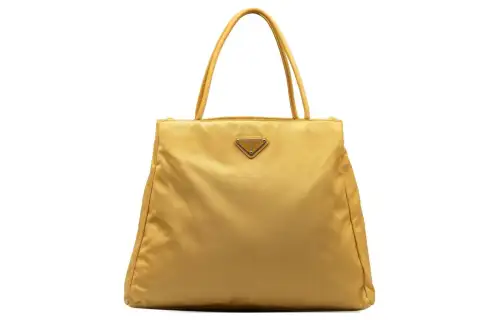 PRADA Nylon One Shoulder Handbag Unisex Banana Yellow