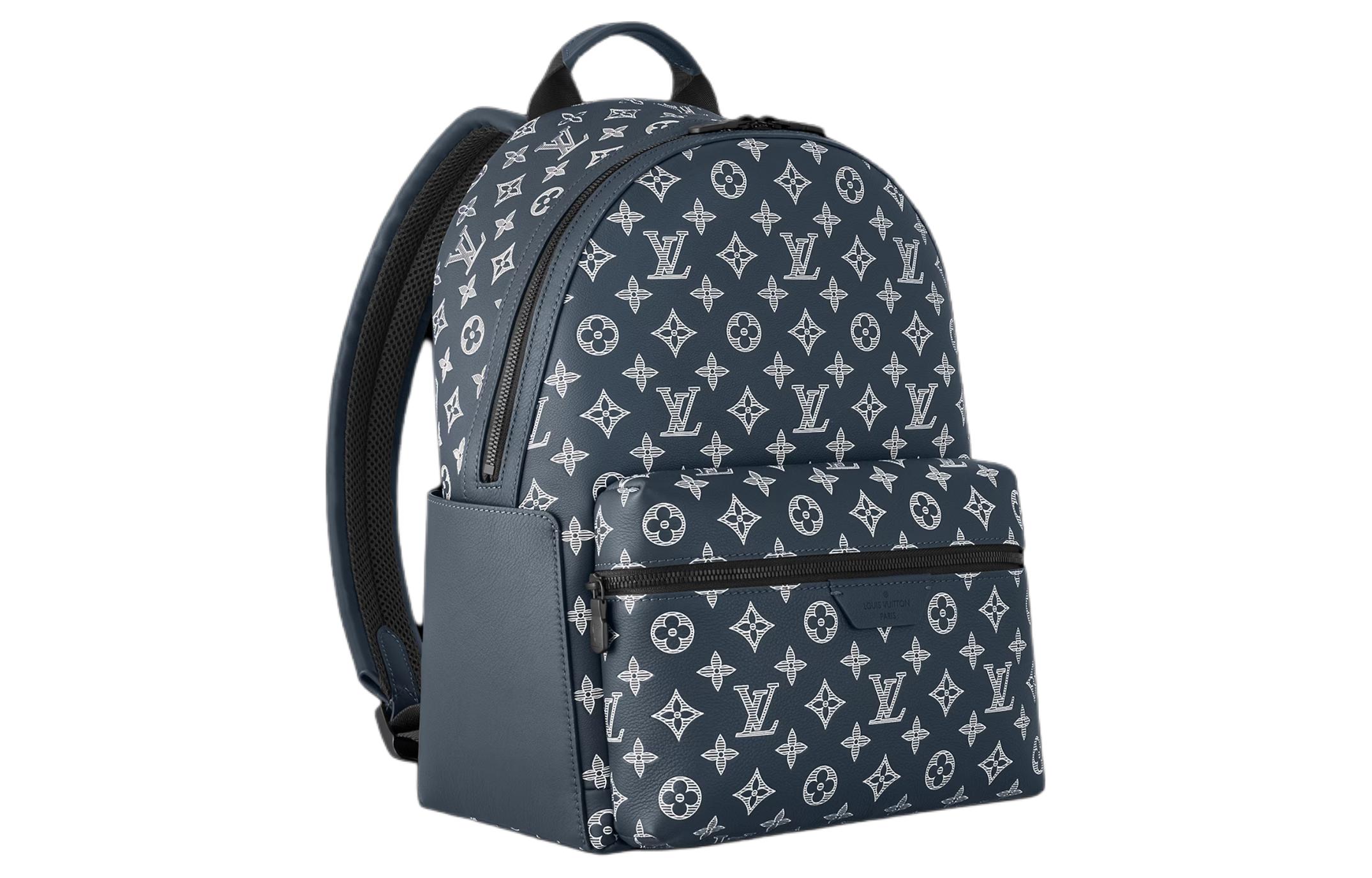 Мужской рюкзак Louis Vuitton Monogram Shadow (чернильно-синий) — фото 2