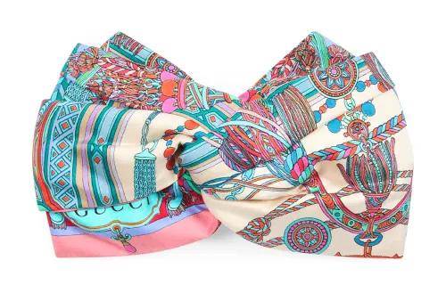 GUCCI Tassel Chain Print Gathered Headband