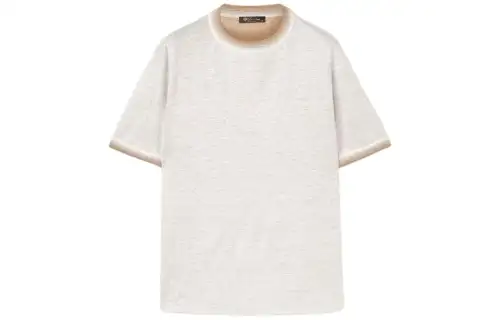 Loro Piana T Shirts Men's Gray Crew Neck Moderate Straight Fit