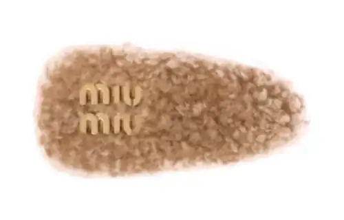 MIU MIU Leather, Metal, Shearling Hair Clips Women's Brown