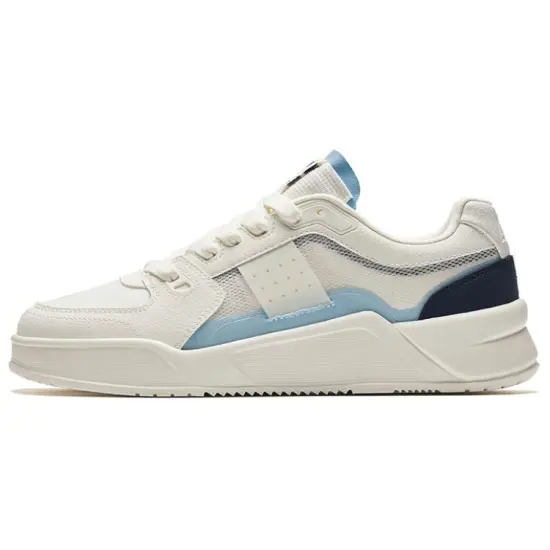 ANTA Life Collection Skateboard Shoes Men Low-Top Ivory White/Waterfall Blue