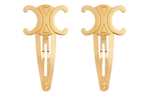 CELINE Set Of 2 Snap Hair Clips In Brass With Gold Finish And Steel