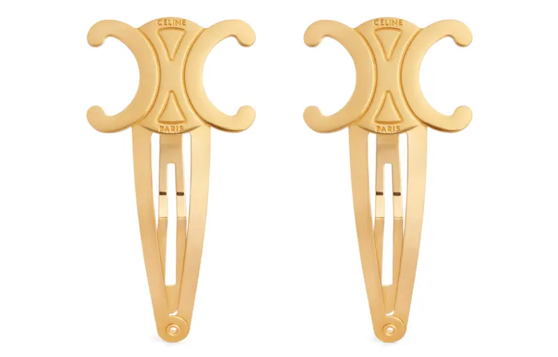 CELINE Set Of 2 Snap Hair Clips In Brass With Gold Finish And Steel