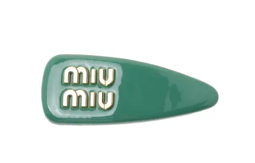 MIU MIU Leather Hair Clips Women's Green
