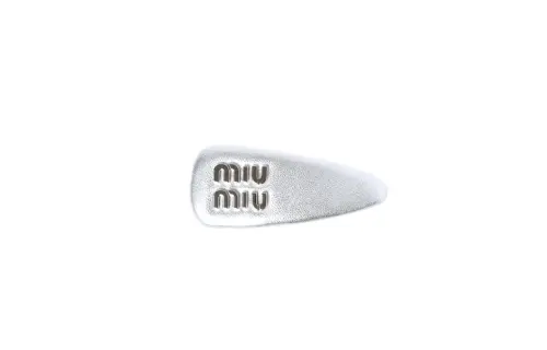 MIU MIU Leather Hair Clips Women's Silver