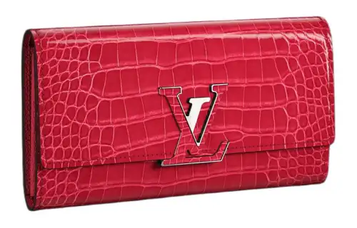 LOUIS VUITTON Crocodile Leather Clutch Wallet Large Women's Pink Gold Stone