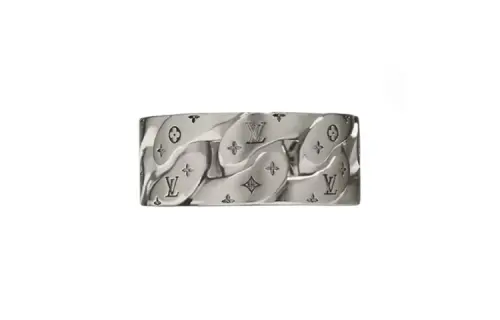 LOUIS VUITTON Mosaic Palladium Plated Brass Rings Men's Silver