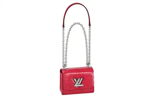 LOUIS VUITTON Twist Soft Shiny Crocodile Leather Shoulder Bag, Crossbody Bag, Handbag Mini Women's Pink Spinels