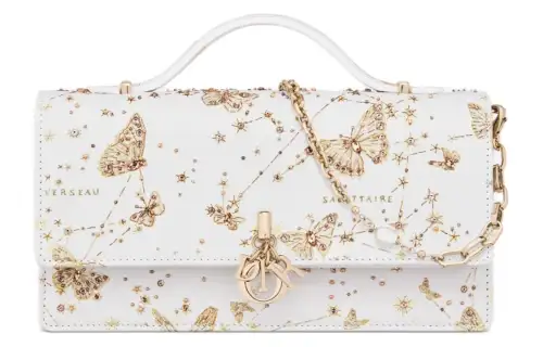 DIOR Calfskin Shoulder Bag, Crossbody Bag, Handbag Mini Women's White & Gold