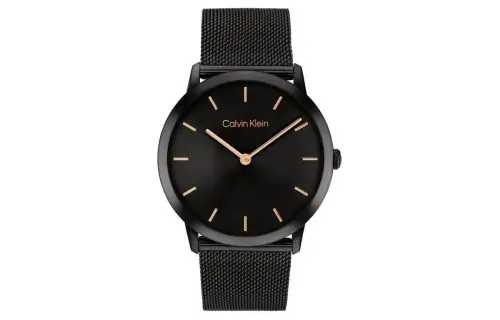 CALVIN KLEIN Wrist Watches Quartz Movement Steel Strap 37.5mm Black Dial Unisex 30m Water Resistant