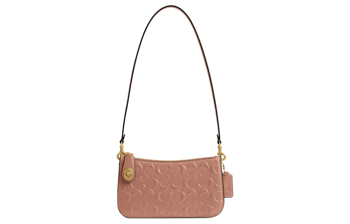 COACH Penn Patent Leather Shoulder Bag, Handbag, Shoulder Bag Small Women's Pink