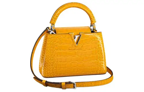 LOUIS VUITTON Capucines Soft Shiny Crocodile Leather Kapsyn Shoulder Bag, Crossbody Bag, Handbag Mini Women's Gold