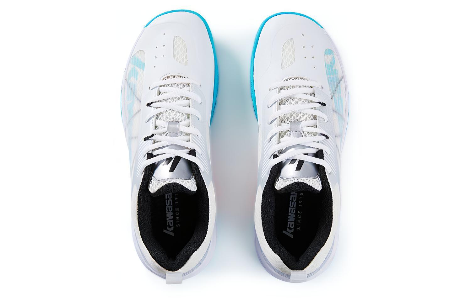 Kawasaki Light And Shadow Collection Textile, TPU Anti twist Low top Badminton Shoes Unisex Moon White Blue