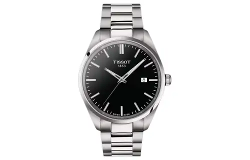 TISSOT Tissot, quartz waterproof men's watch, black dial, watch strap stainless steel, quartz mechanism, 100meter, 40mm