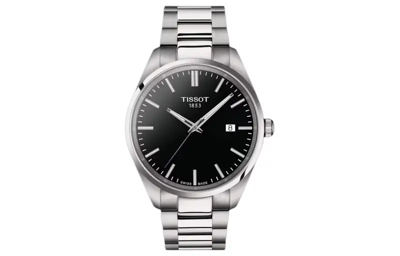 TISSOT Tissot, quartz waterproof men's watch, black dial, watch strap stainless steel, quartz mechanism, 100meter, 40mm