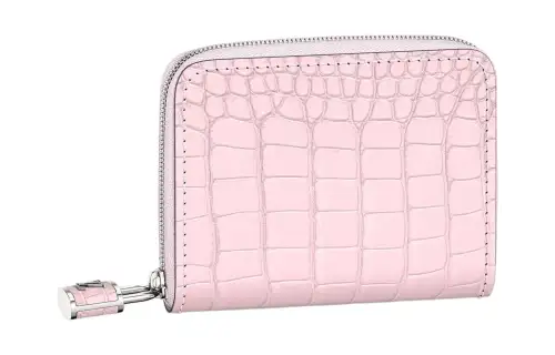 LOUIS VUITTON Zippy Matte Crocodile Leather Wallet Coin Purse Women's Rose Pink