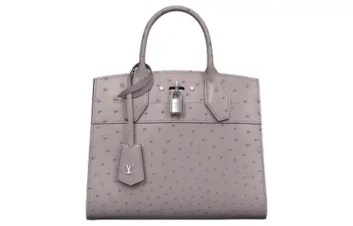 LOUIS VUITTON Ostrich Leather Shoulder Bag, Crossbody Bag, Handbag Small Women's Zinc Gray
