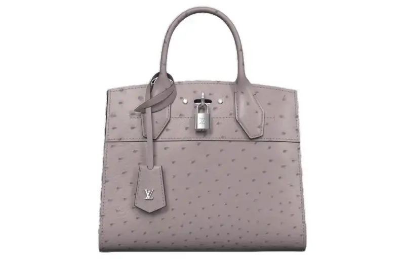 LOUIS VUITTON Ostrich Leather Shoulder Bag, Crossbody Bag, Handbag Small Women's Zinc Gray