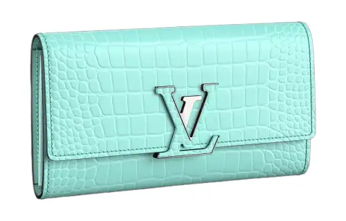 LOUIS VUITTON Capucines Matte Crocodile Leather Clutch Wallet Women's Atlantis Blue