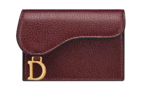 DIOR Saddle Goatskin Card Holder Card Holder Women's Burgundy