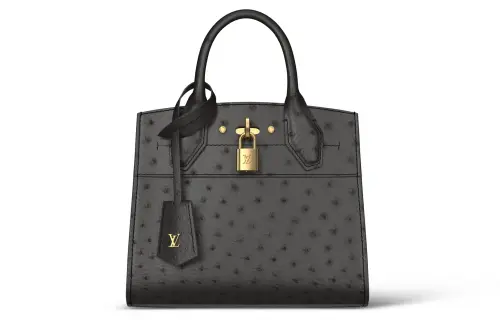 LOUIS VUITTON City Steamer Ostrich Leather Shoulder Bag, Crossbody Bag, Handbag Mini Women's Black
