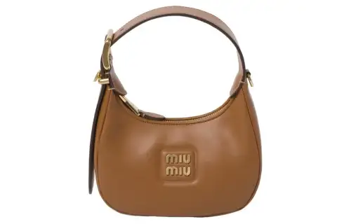 MIU MIU Leather Hobo Bag, Handbag Women's Caramel