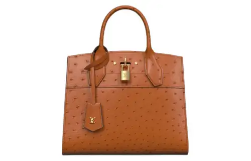 LOUIS VUITTON City Steamer Ostrich Leather Shoulder Bag, Crossbody Bag, Handbag Small Women's Cognac Brown