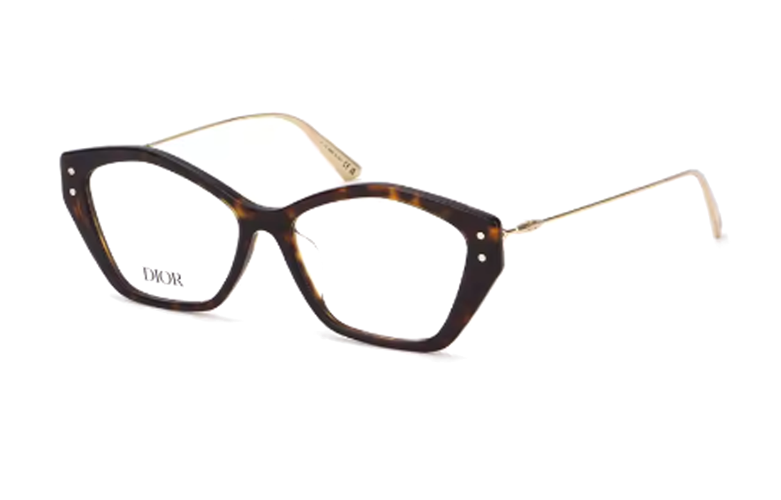 DIOR Plate And Metal Irregular Shape Eyeglass Frames Unisex Tortoiseshell