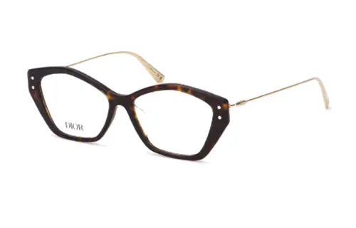 DIOR Plate And Metal Irregular Shape Eyeglass Frames Unisex Tortoiseshell