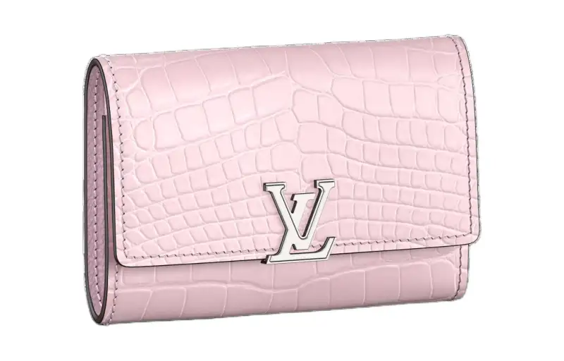 LOUIS VUITTON Capucines Matte Crocodile Leather Wallet Women's Matte Pink