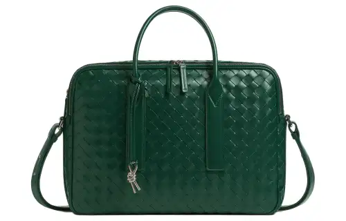 Bottega Veneta Soft Calfskin Portable One Shoulder Crossbody Briefcase Men's Jadeite Green