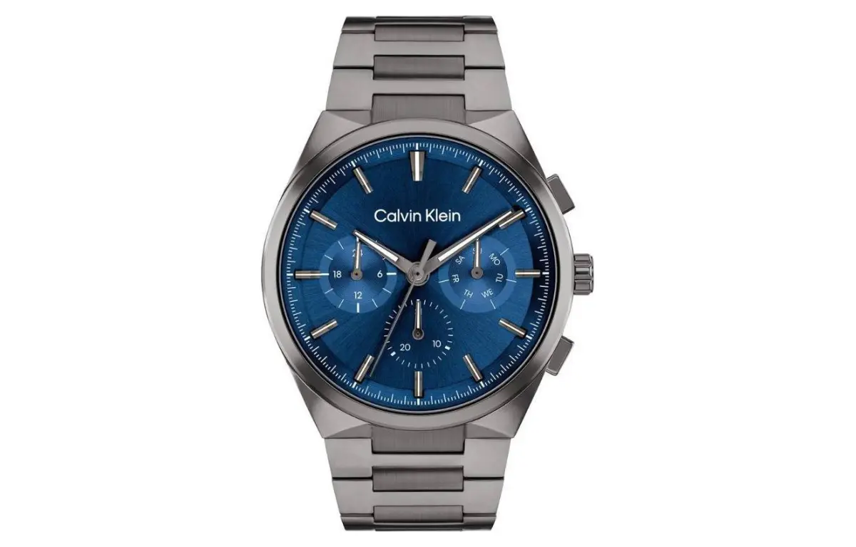 CK/Calvin Klein Wrist Watches Quartz Movement Steel Strap 44mm Blue Dial Men's Watches 30m Water Resistant