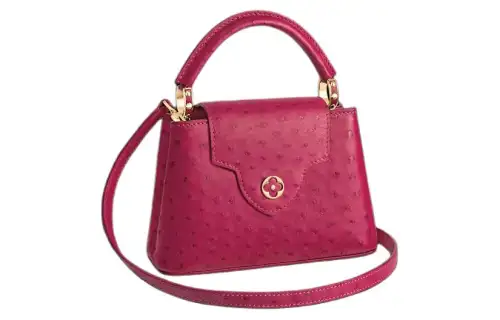 LOUIS VUITTON Ostrich Leather Handbag Mini Women's Berry