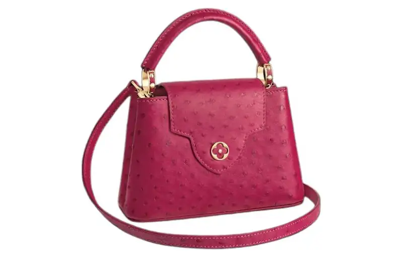 LOUIS VUITTON Ostrich Leather Handbag Mini Women's Berry